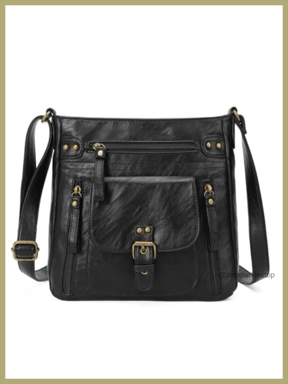 Women's Medium PU Leather Crossbody Bag Multi-Pocket Adjustable Strap